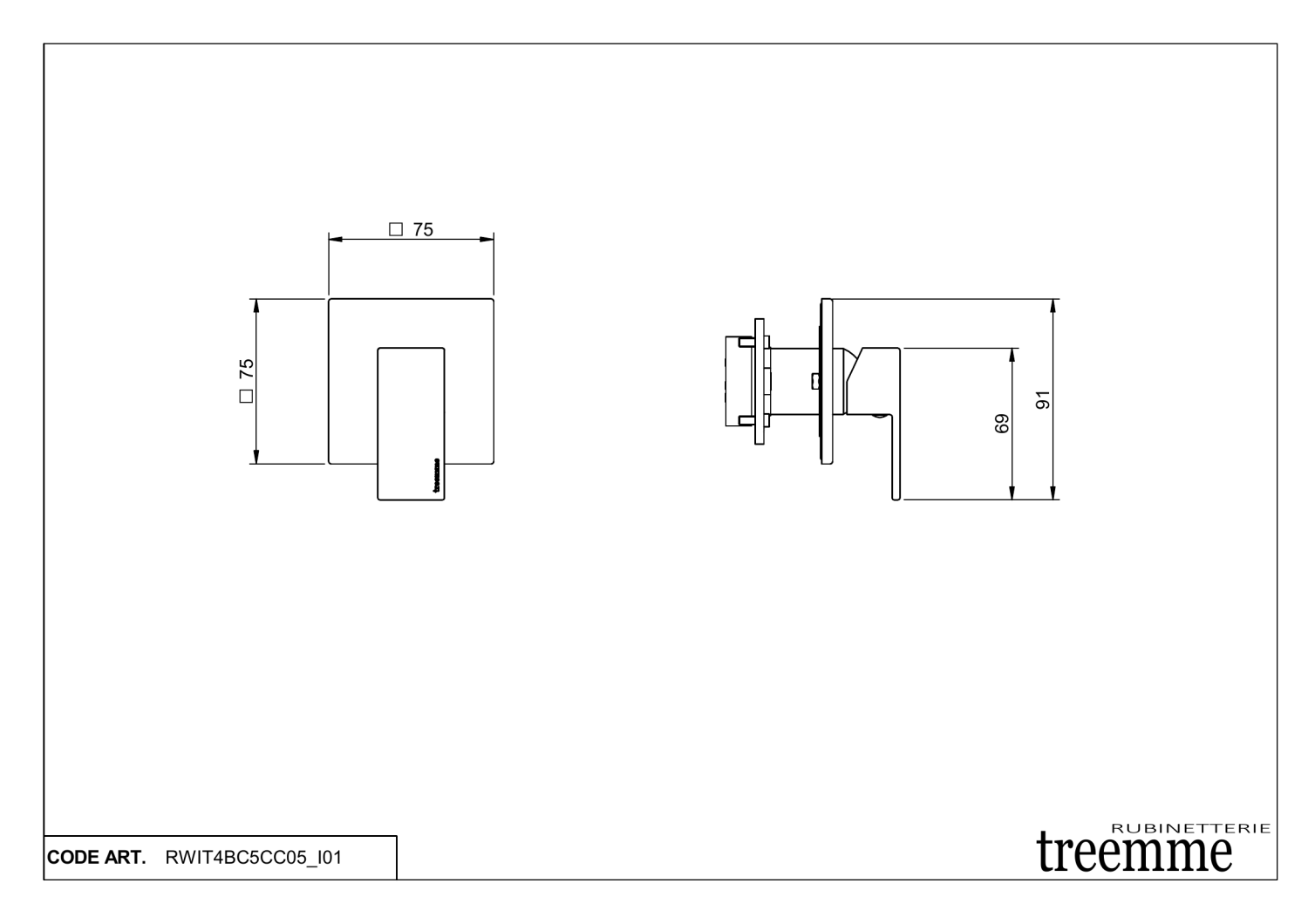 Treemme Q30 Смеситель для раковины встраиваемый, внешняя часть, цвет: chrome RWIT4BC5CC05