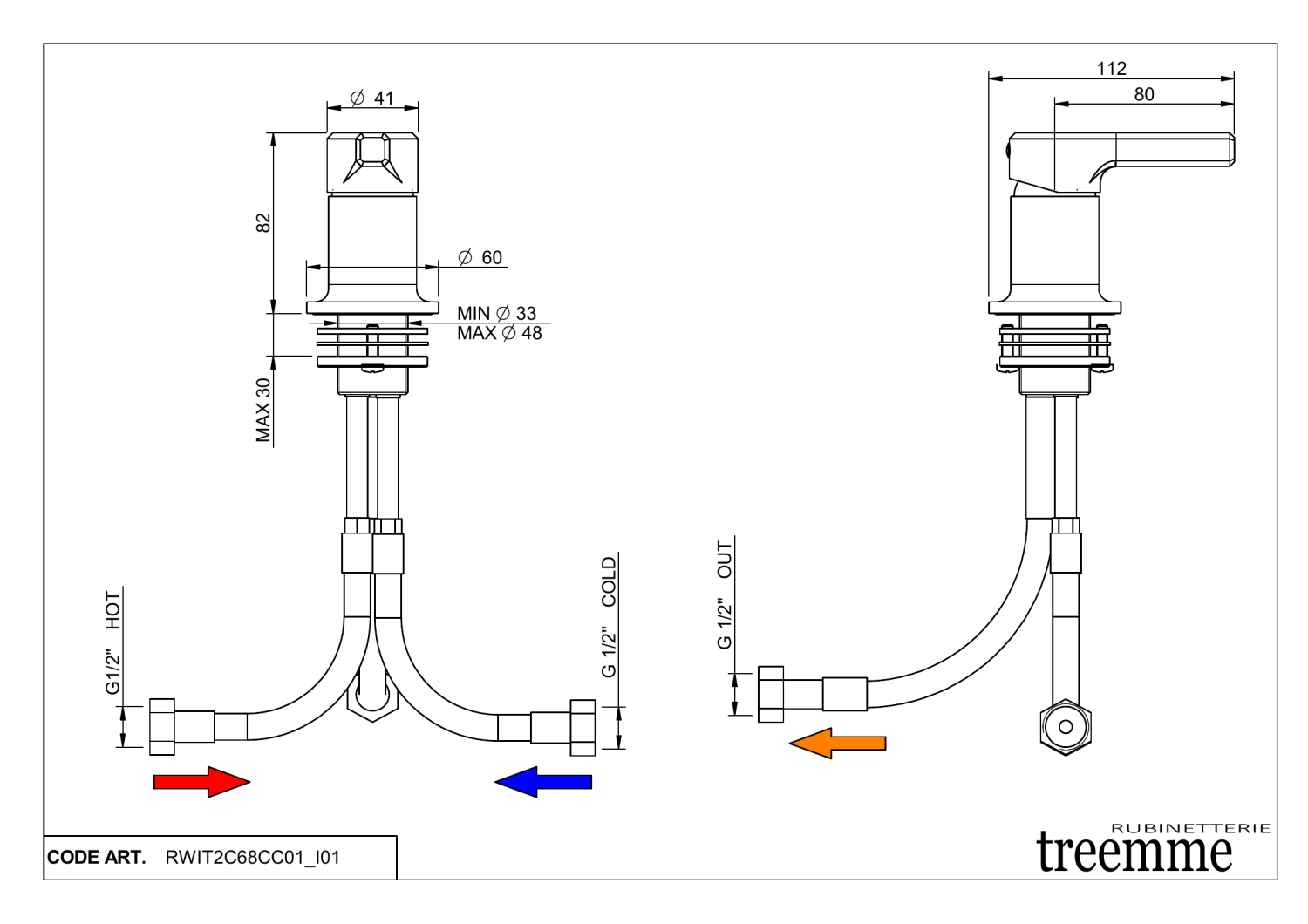 Treemme Aurelia Смеситель для раковины управляющий, цвет: chrome RWIT2C68CC01