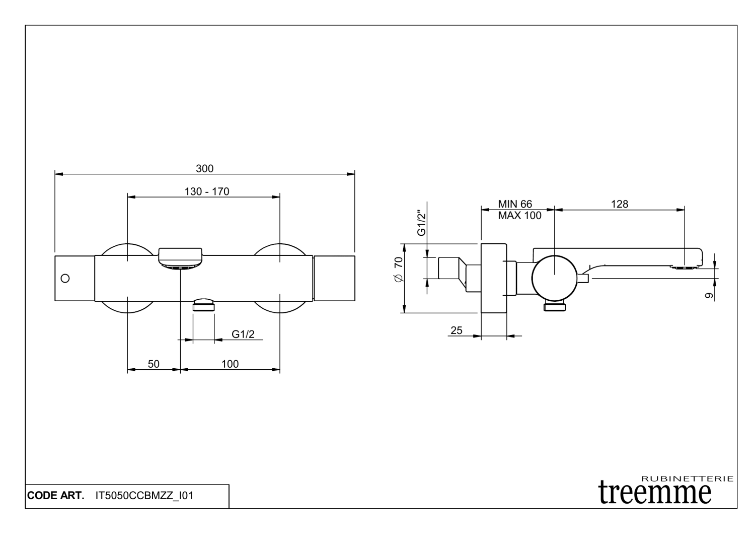 Treemme Bamboo Смеситель для ванны накладной, длина излива 12,8 см, цвет: chrome IT5050CCBMZZ
