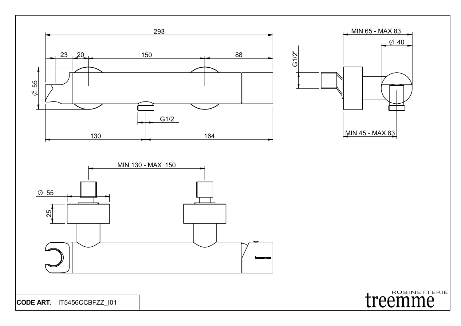 Treemme Nanotech Смеситель для душа накладной, цвет: chrome IT5456CCBFZZ