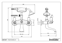 Treemme Old Italy Смеситель для ванны накладной с ручным душем, 1 вид струи, цвет: chrome IT4401CCSOZZ