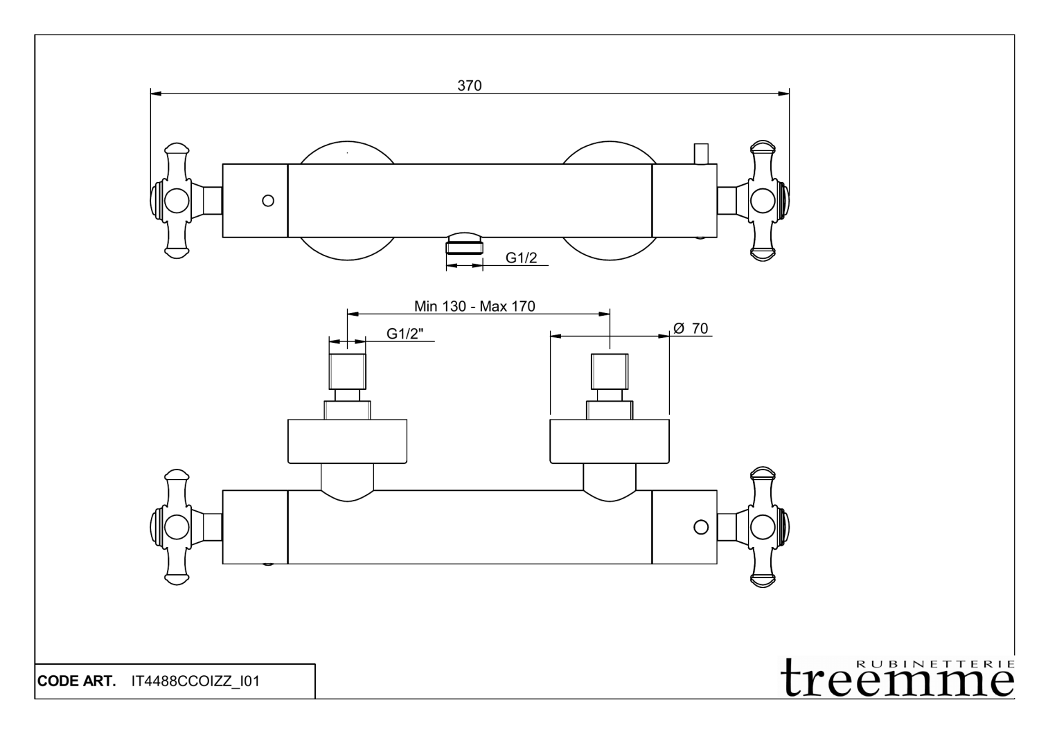 Treemme Old Italy Смеситель для душа термостатический накладной, цвет: chrome IT4488CCOIZZ