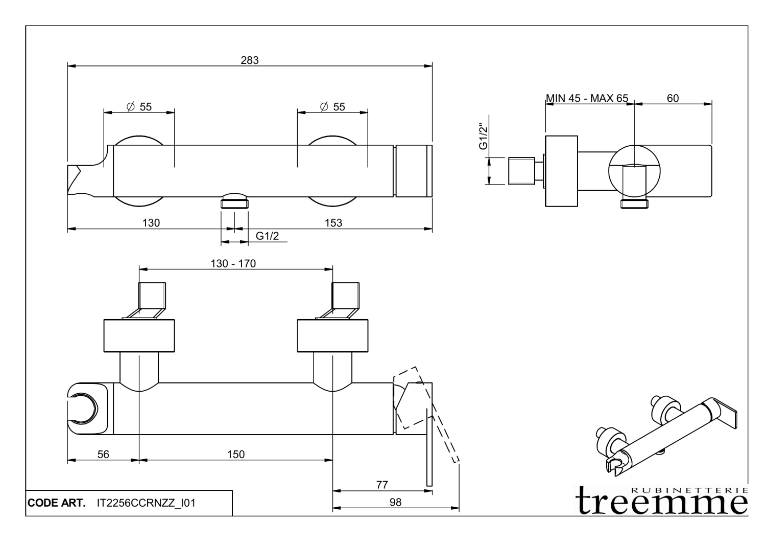 Treemme Ran Смеситель для душа накладной, цвет: chrome IT2256CCRNZZ