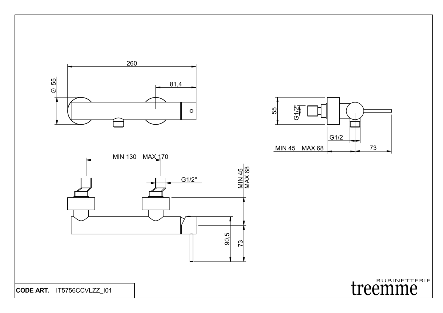 Treemme Up+ Смеситель для душа накладной, цвет: chrome IT5756CCVLZZ