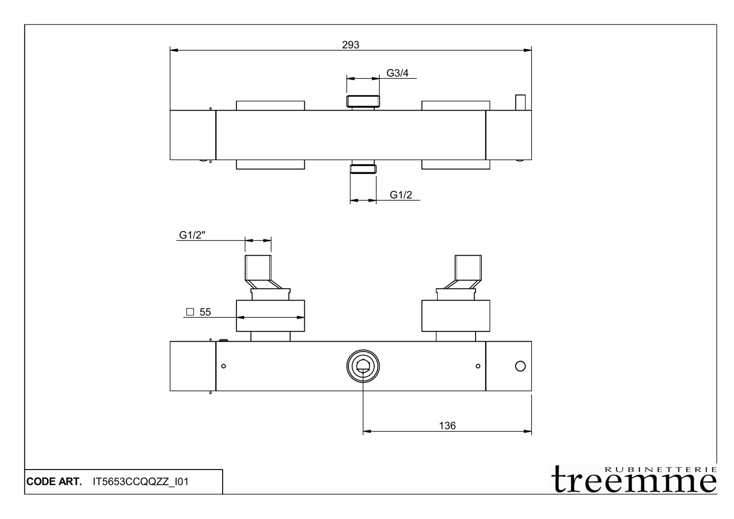 Treemme Shower Смеситель для душа термостатический накладной, цвет: chrome IT5653CCQQZZ