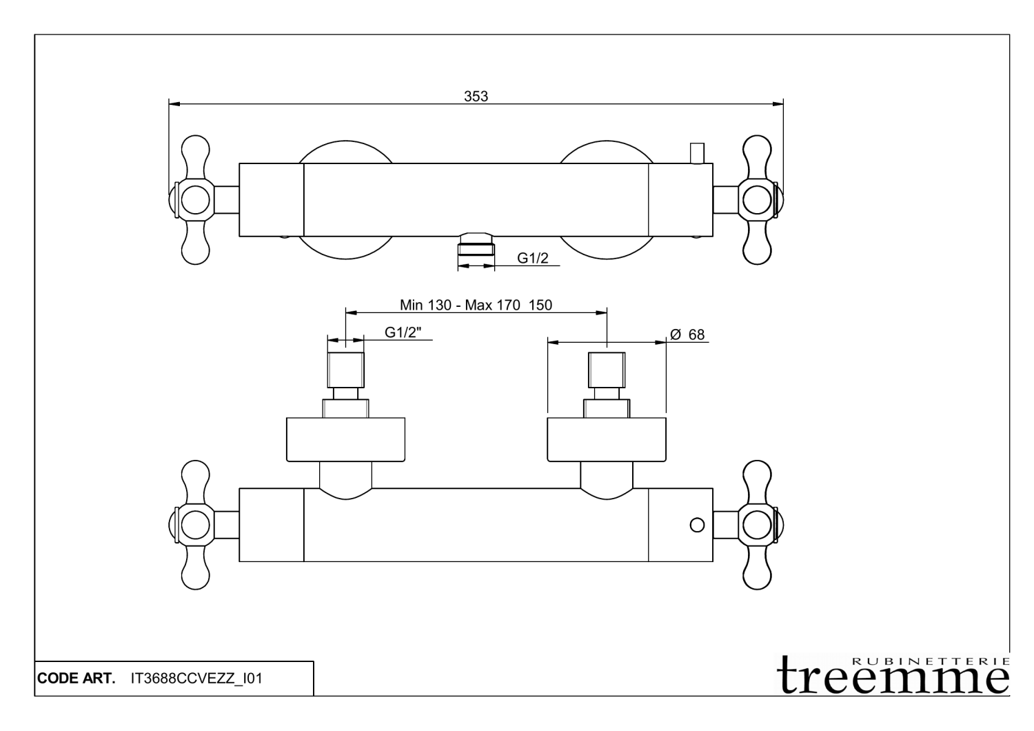Treemme Romantica Смеситель для душа термостатический накладной, цвет: chrome IT3688CCPVZZ