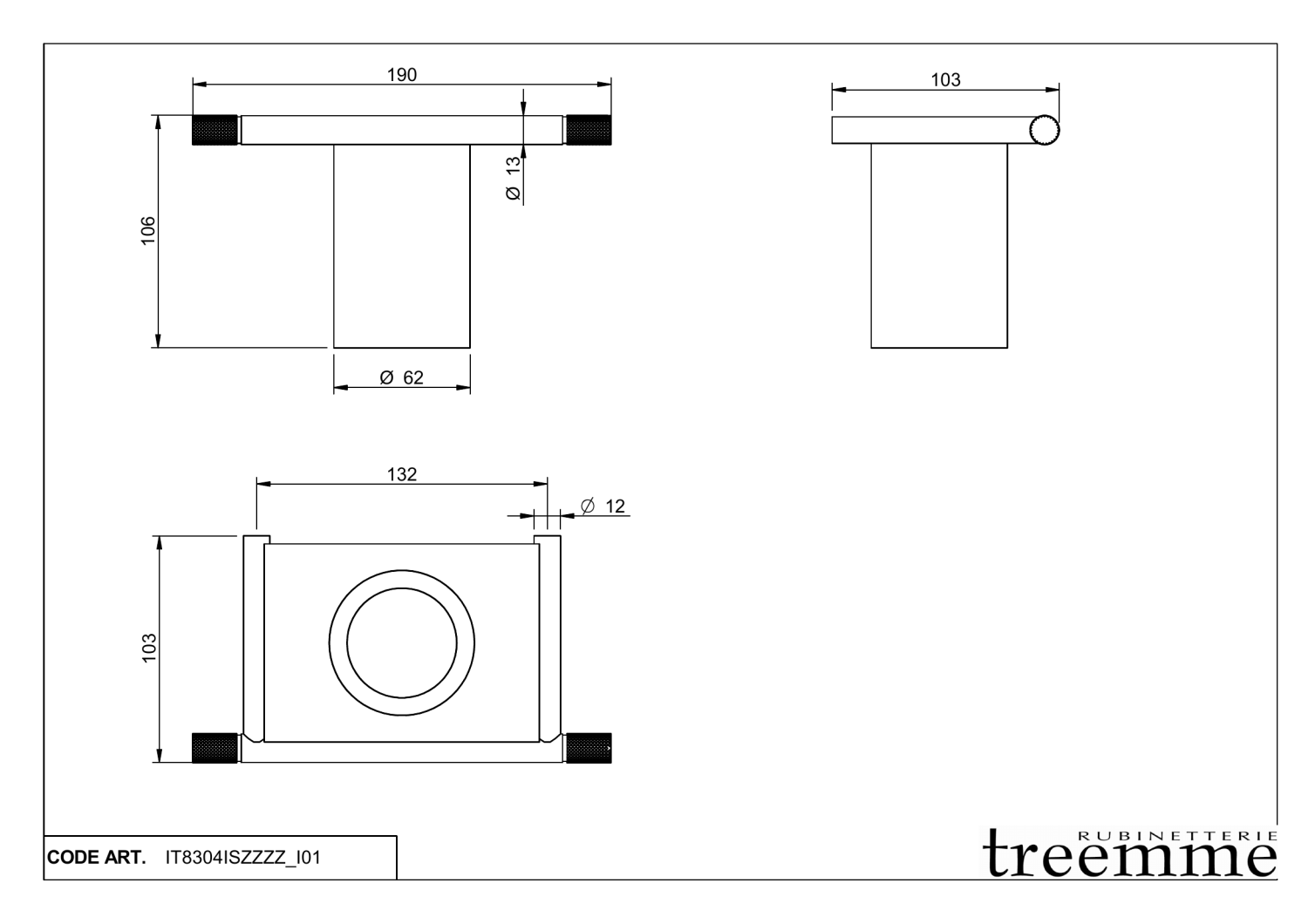 Treemme 22mm Стакан с держателем подвесной, цвет: нержавеющая сталь IT8304ISZZZZ