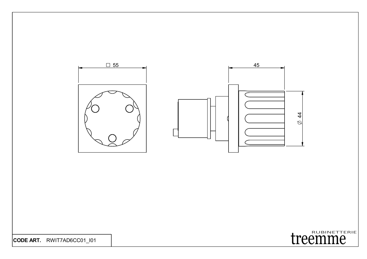 Treemme Kea Встраиваемый вентиль на 3 потребителя, цвет: chrome RWIT7AD6CC01
