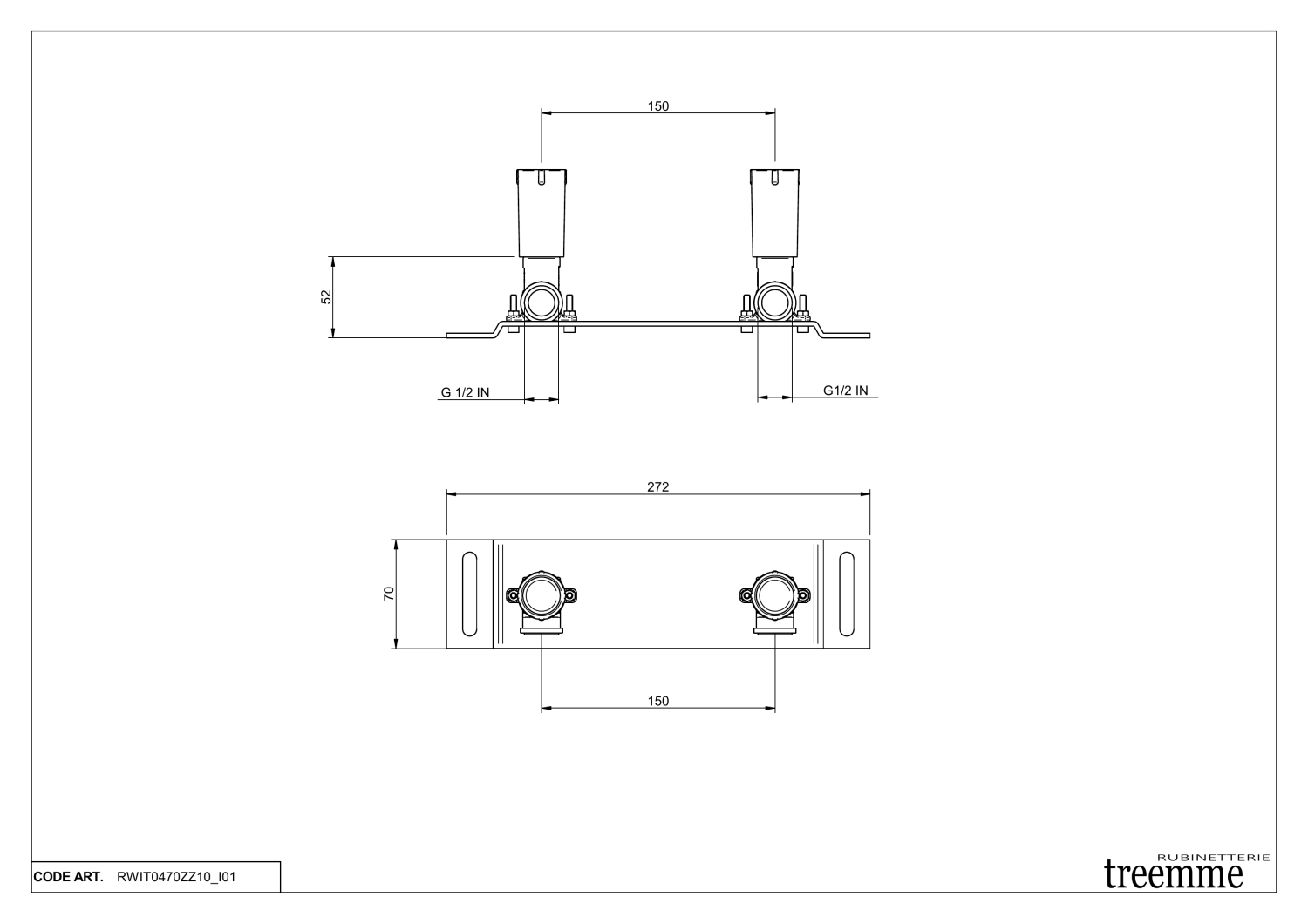 Treemme Shower Встраиваемая часть напольного смесителя для ванны RWIT0470ZZ10