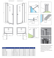 Radaway Essenza 8 DWJ Боковая стенка, прозрачная 8 мм, Easy Clean 33,7х200h см, цвет: black 10460337-54-01L