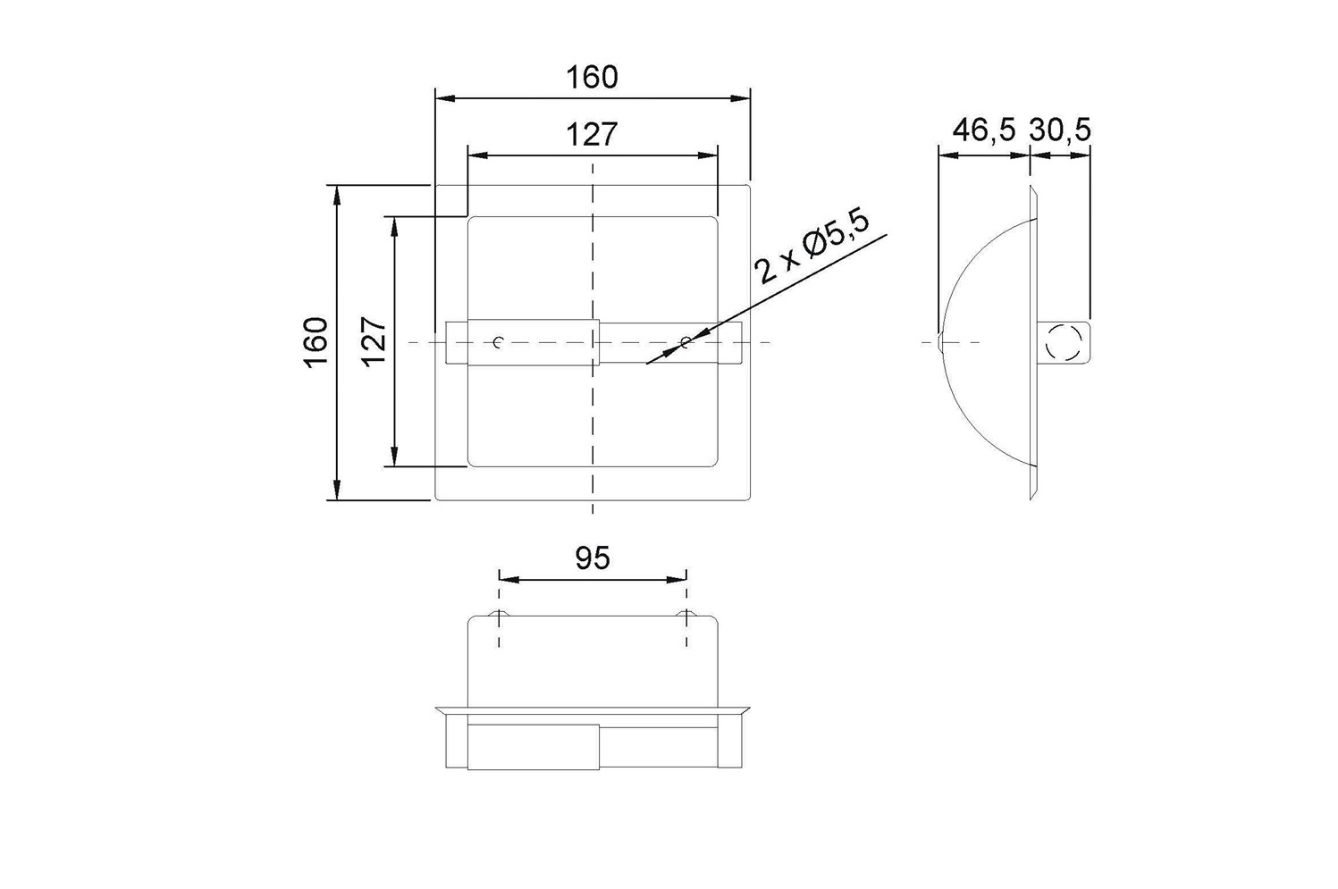 Nofer Держатель туалетной бумаги открытый, встраиваемый в стену, цвет: нержавеющая сталь 05204.S