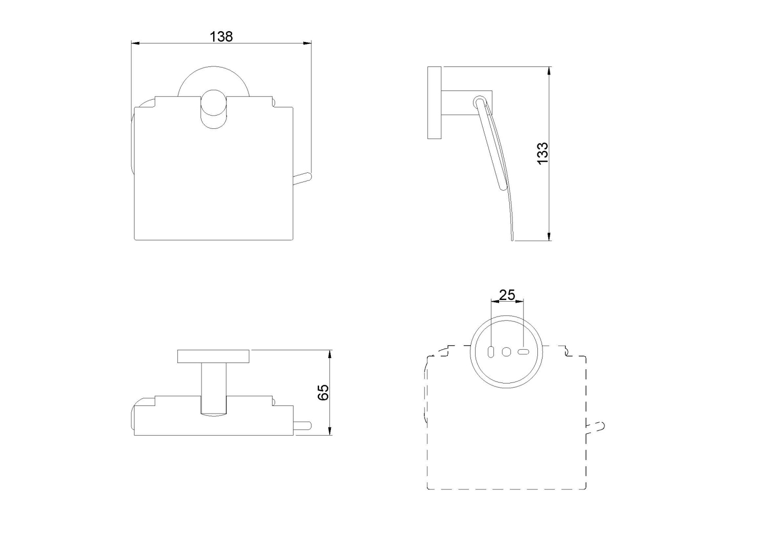 Nofer Niza Держатель туалетной бумаги с крышкой, подвесной, цвет: черный матовый 16858.N