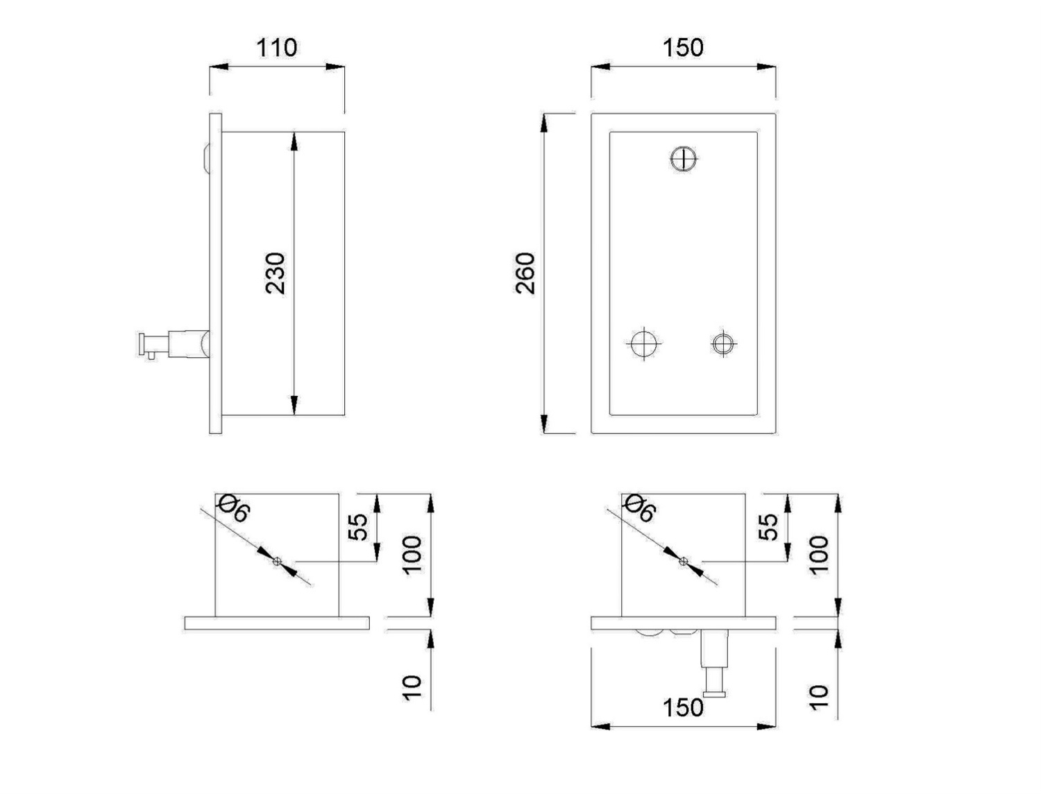 Nofer Дозатор для жидкого мыла, встраиваемый, цвет: нержавеющая сталь 03201.S
