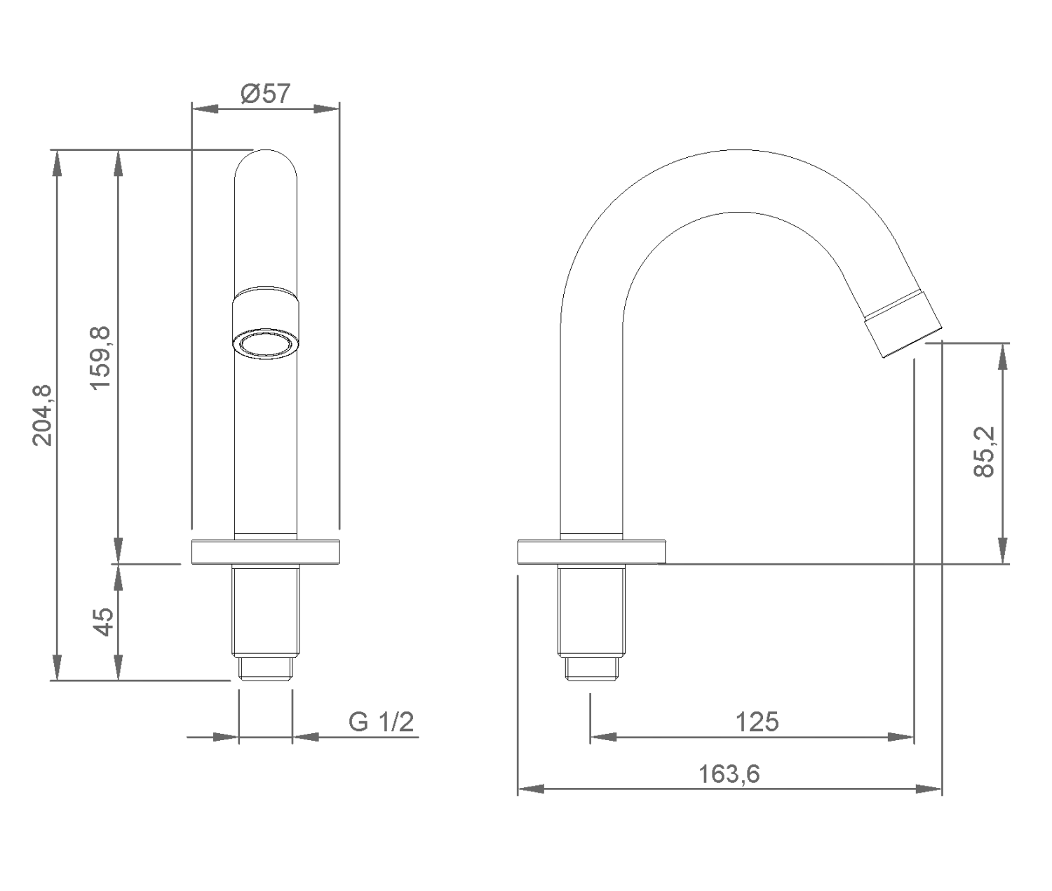 Nofer Кран для раковины загнутый, цвет: хром 07009.B
