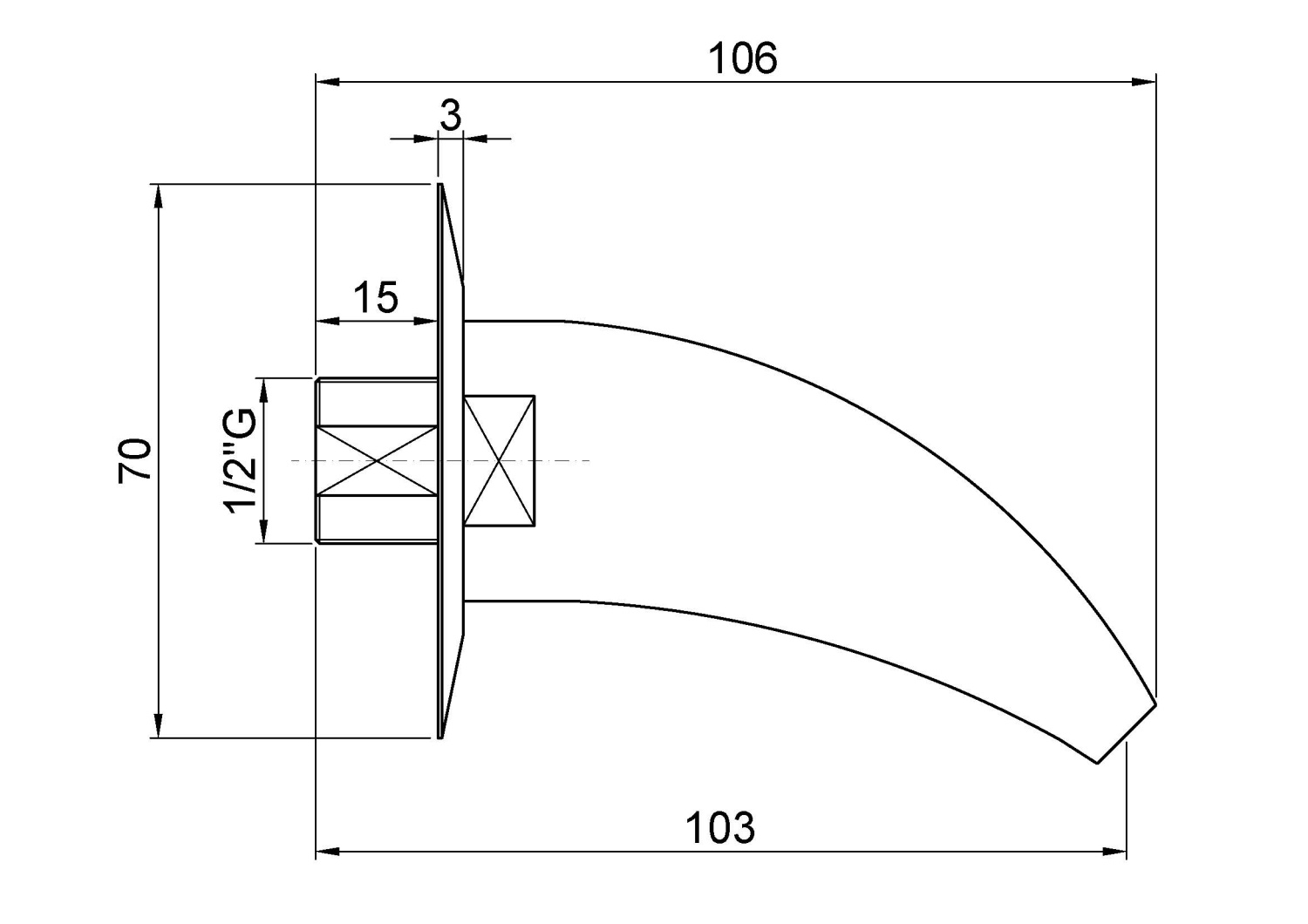 Nofer Кран настенный эргономичный, цвет: хром 07010.B