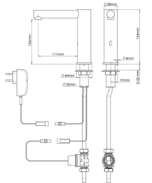 Nofer Кран для раковины сенсорный, цвет: хром 07250.B