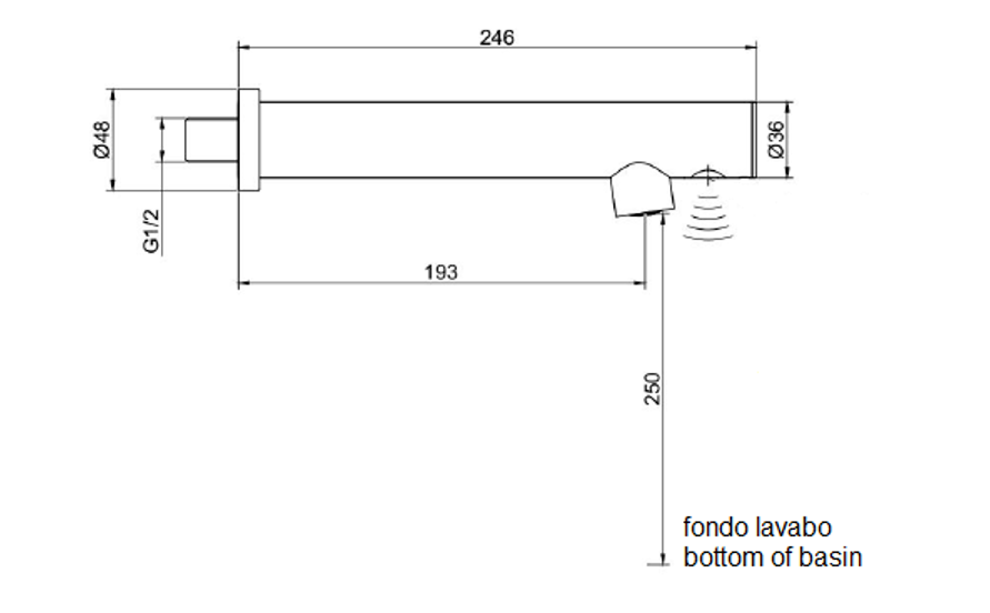 Nofer Кран для раковины настенный сенсорный, цвет: хром 07263.B