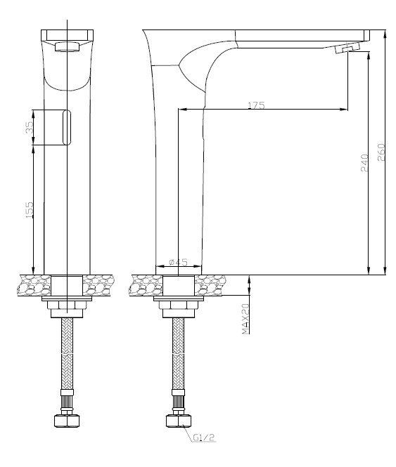 Nofer Кран для раковины сенсорный, цвет: хром 07264.B