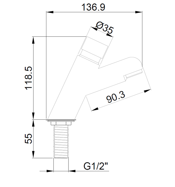 Nofer Кран для раковины нажимной, цвет: хром 07400.N