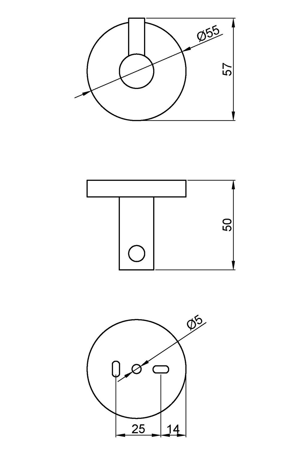 Nofer Niza Крючок для полотенец, подвесной, цвет: черный матовый 16849.N