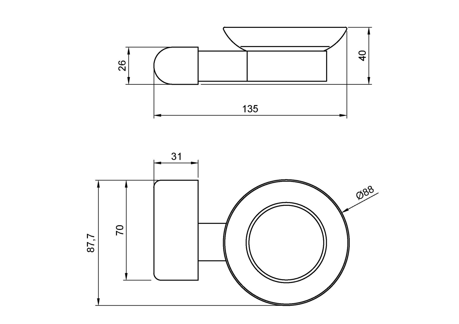 Nofer Capri Мыльница со стеклянной чашей, подвесная, цвет: черный матовый 16225.N