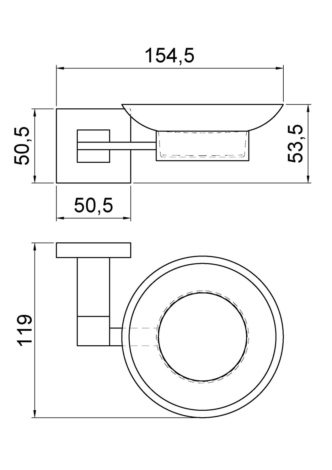 Nofer Barcelona Мыльница со стеклянной чашей, подвесная, цвет: хром 16911.B