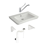Nofer Комплект подвесной раковины, с неподвижным креплением, смесителем и сифоном, цвет: белый H14