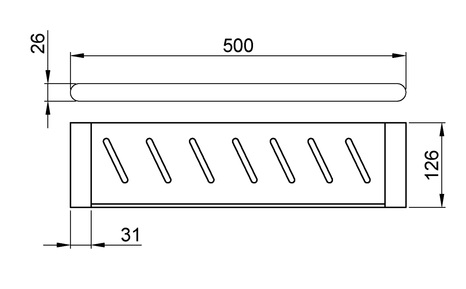 Nofer Capri Полка подвесная 50 см, цвет: черный матовый 16226.N