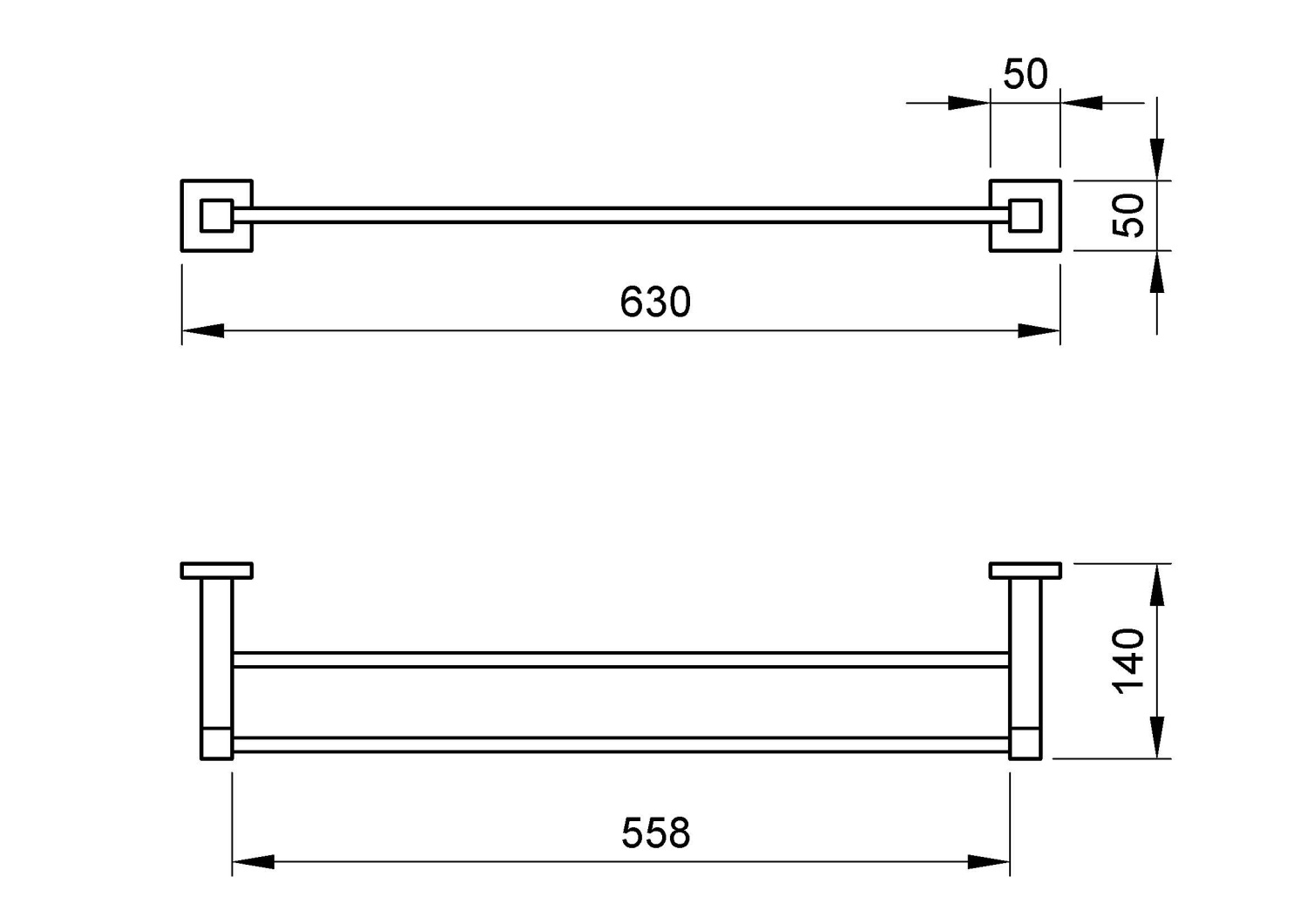 Nofer Barcelona Полотенцедержатель 62,6 см, подвесной, цвет: хром 16902.B