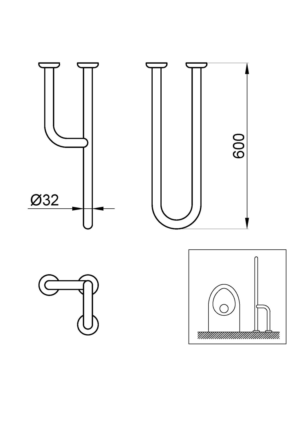 Nofer Поручень подвесной 15 см, цвет: хром 15047.B