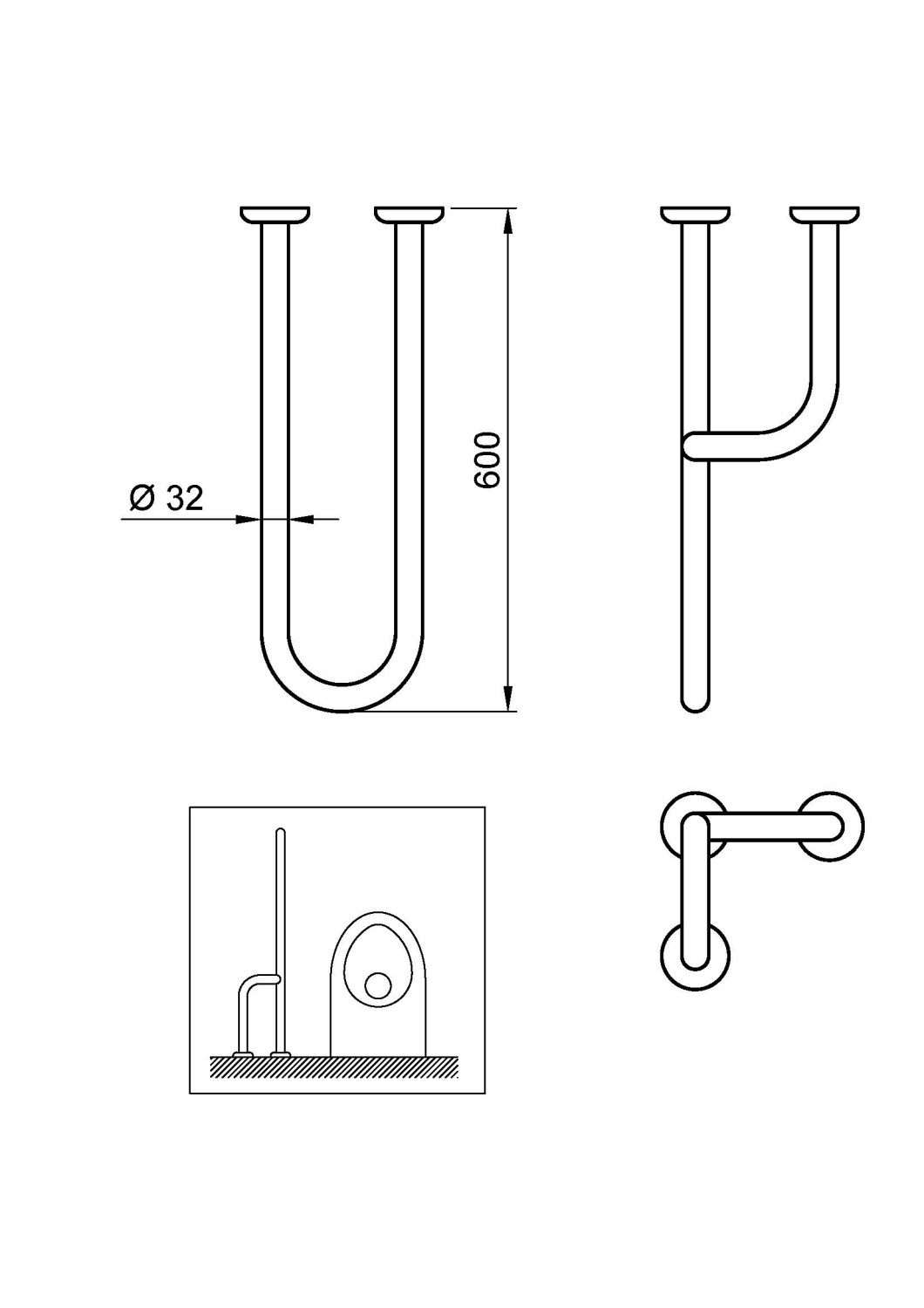 Nofer Поручень подвесной 15,4 см, цвет: хром 15048.B