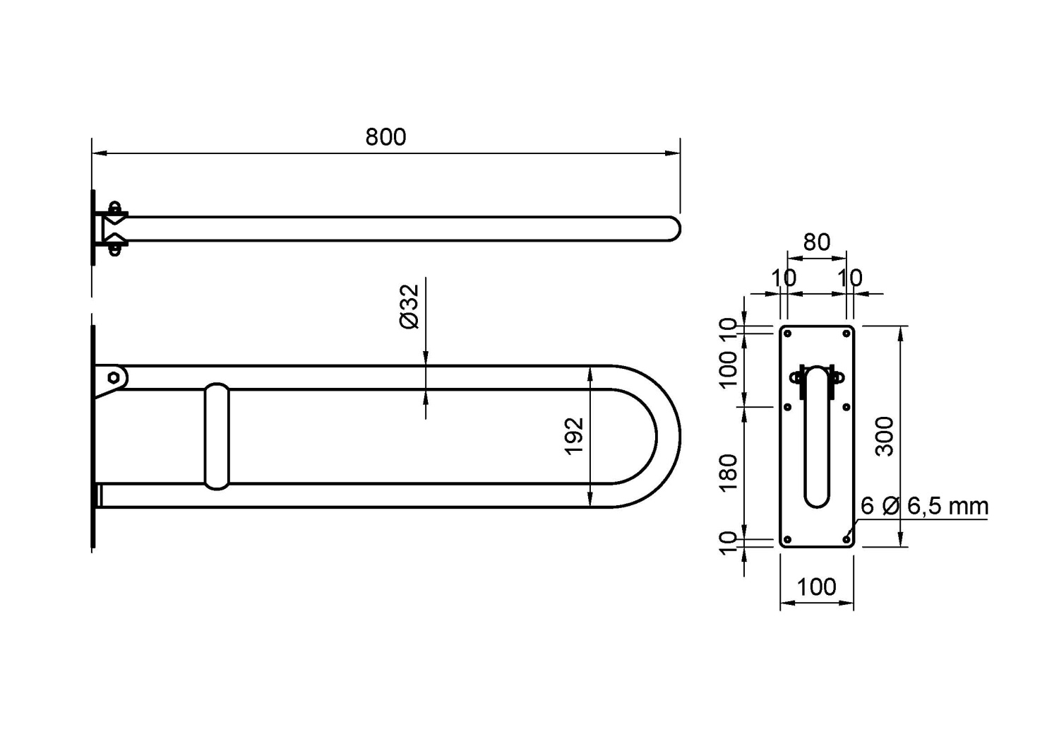 Nofer Поручень 80 см настенный для людей с ограниченными возможностями, цвет: нержавеющая сталь 15051.SP.80.S