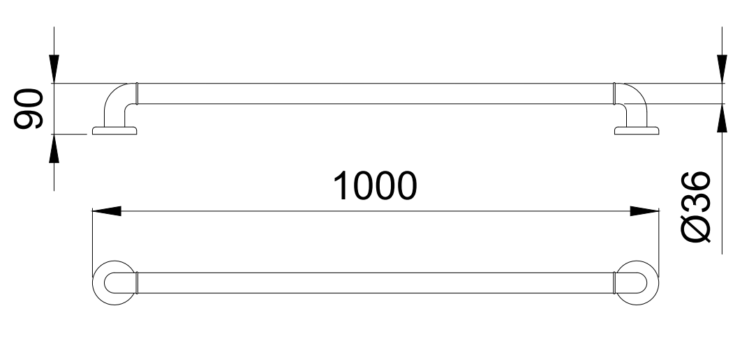 Nofer Поручень подвесной 100 см, цвет: черный матовый 15054.100.N