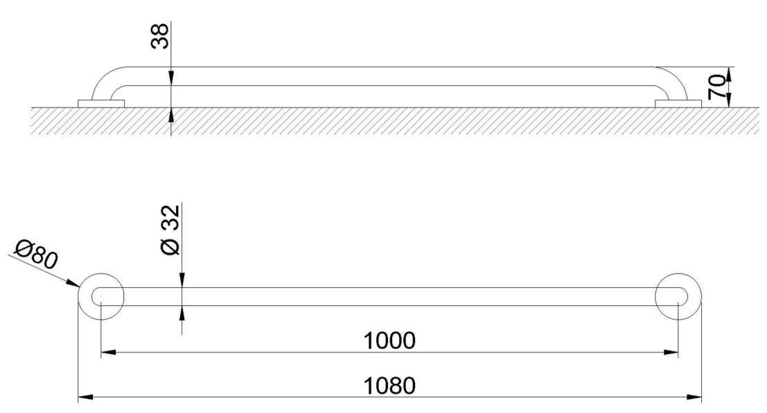 Nofer Поручень подвесной 108 см, цвет: нержавеющая сталь 15054.100.S