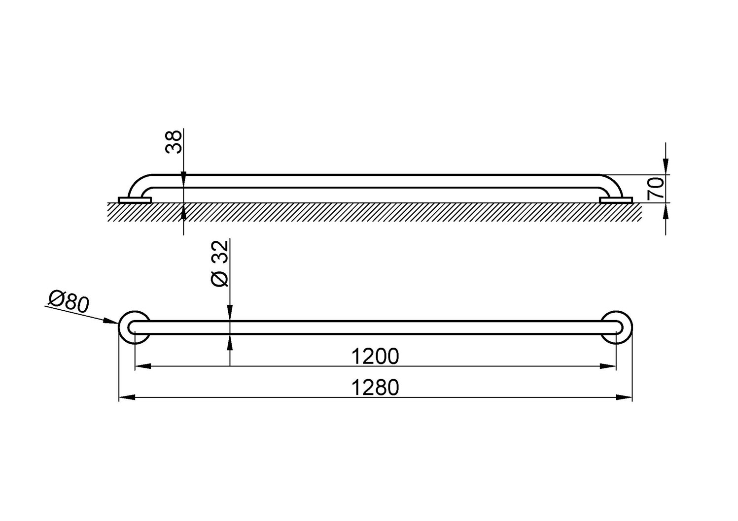 Nofer Поручень подвесной 128 см, цвет: нержавеющая сталь 15054.120.S