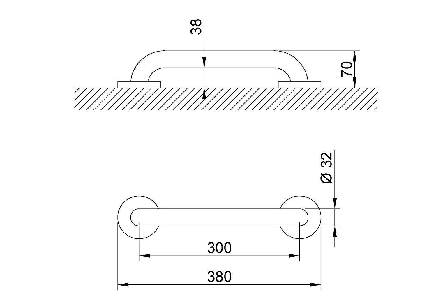 Nofer Поручень подвесной 38 см, цвет: белый 15054.30.F