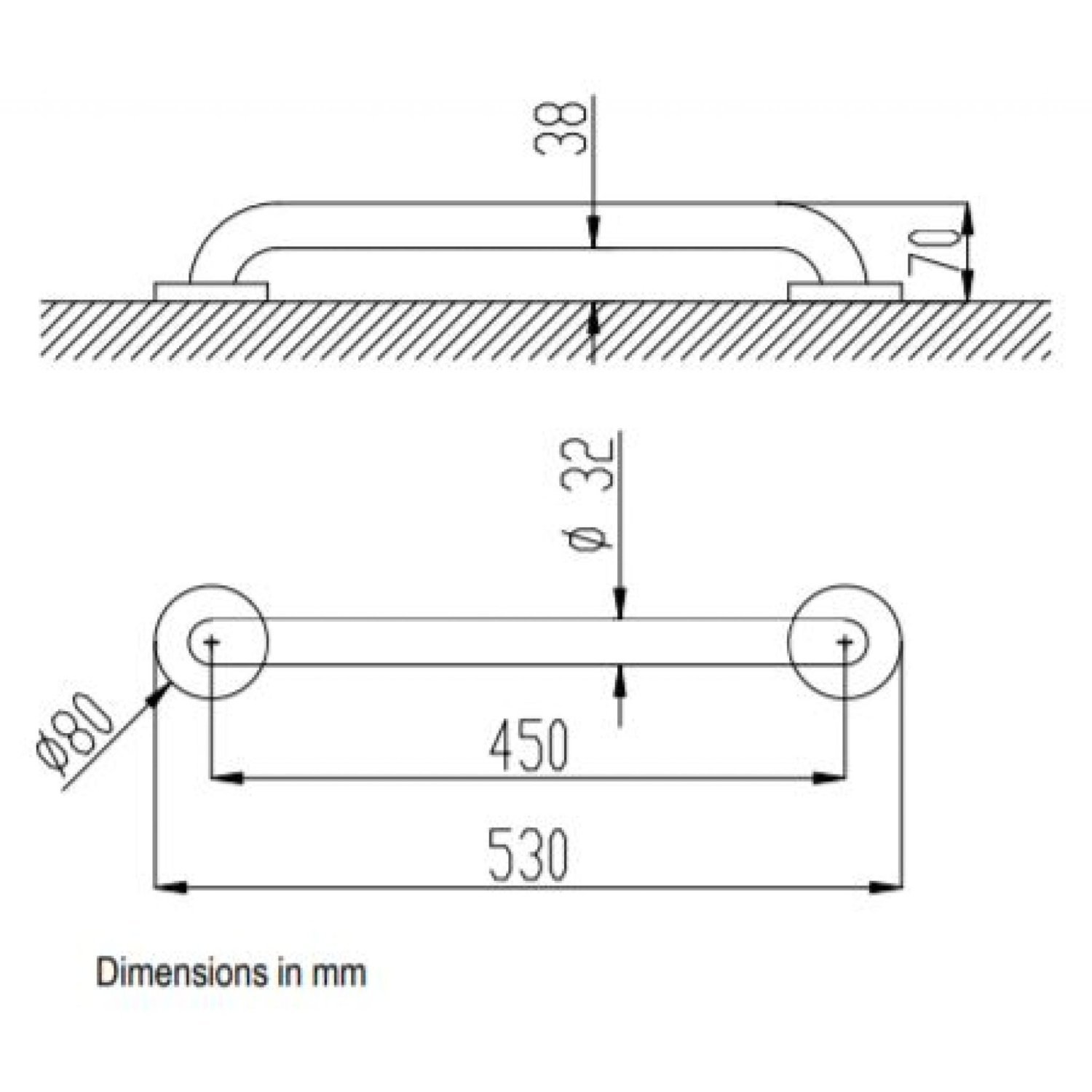 Nofer Поручень подвесной 45 см, цвет: белый 15054.45.F
