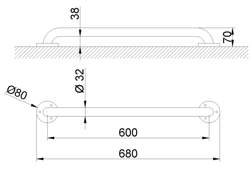 Nofer Поручень подвесной 60 см, цвет: белый 15054.60.F
