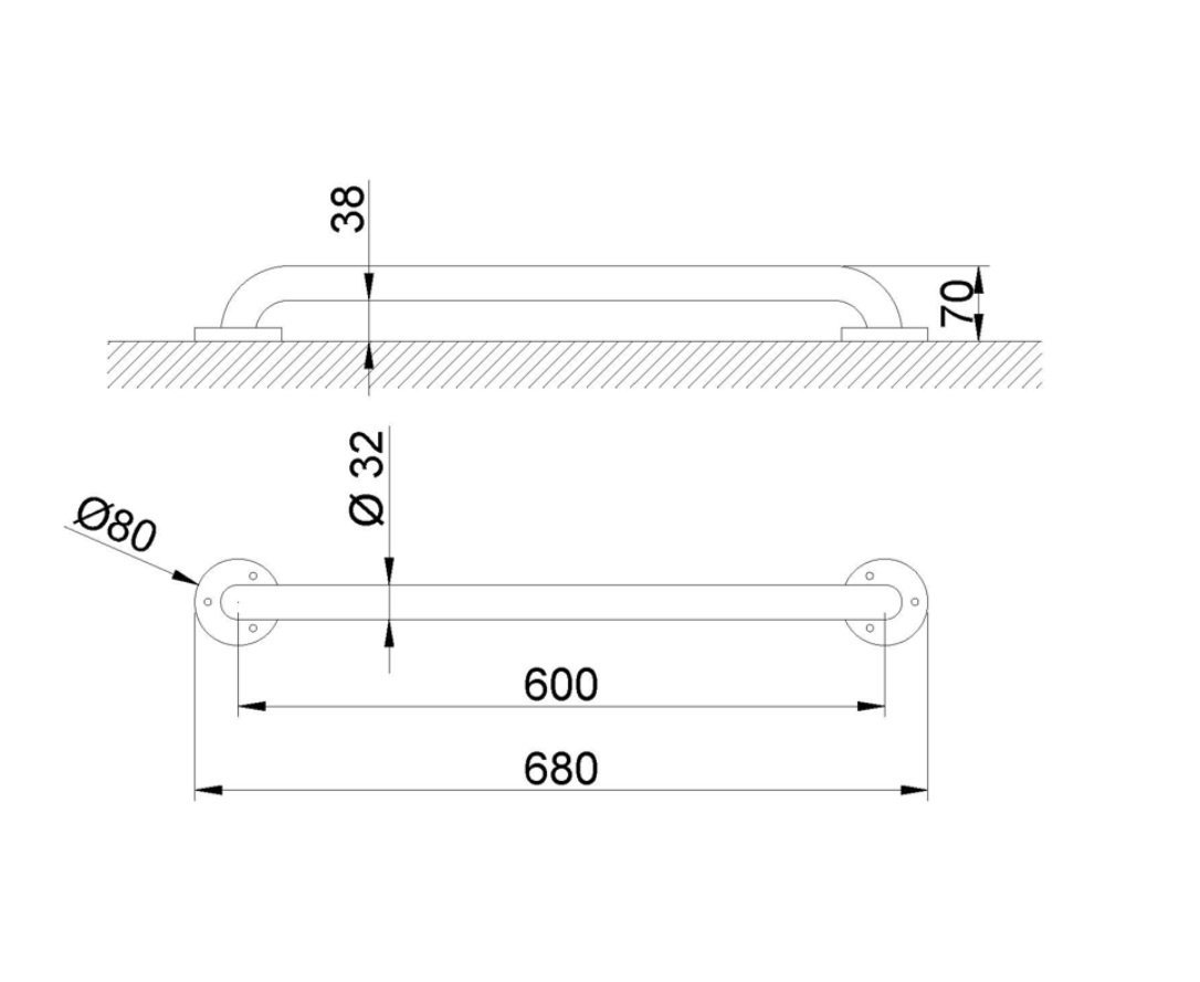 Nofer Поручень подвесной 60 см, цвет: черный матовый 15054.60.N