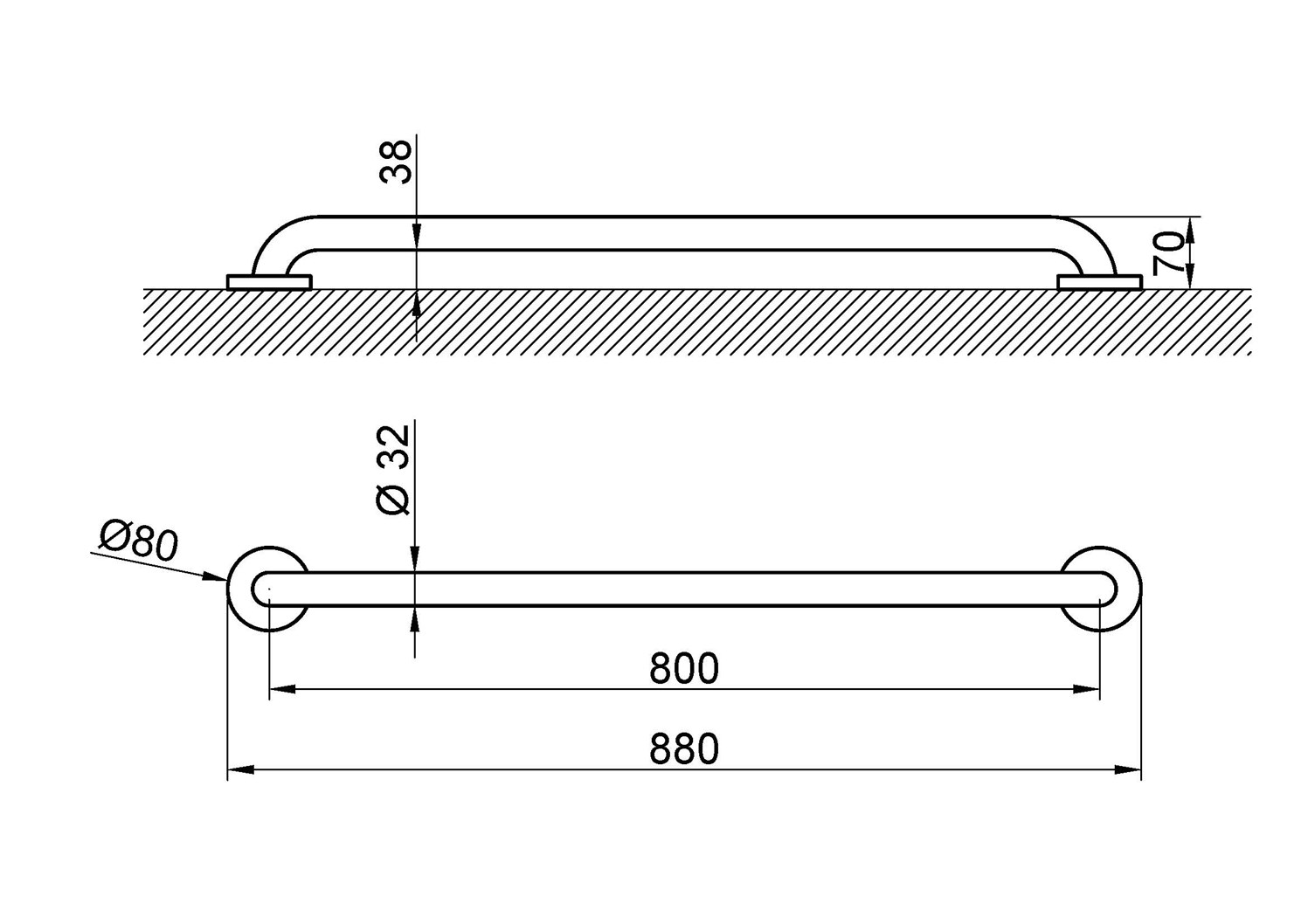 Nofer Поручень подвесной 88 см, цвет: нержавеющая сталь 15054.80.S