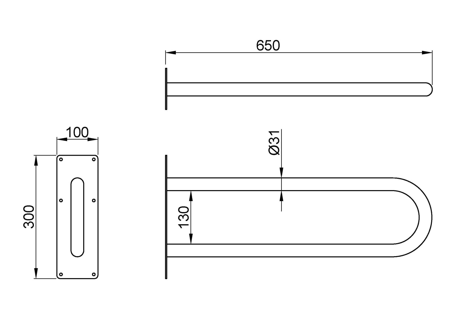 Nofer Поручень подвесной 64,5 см, цвет: нержавеющая сталь брашированная 15055.S