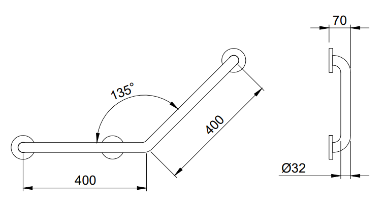 Nofer Поручень подвесной 40 см, цвет: нержавеющая сталь 15161.S