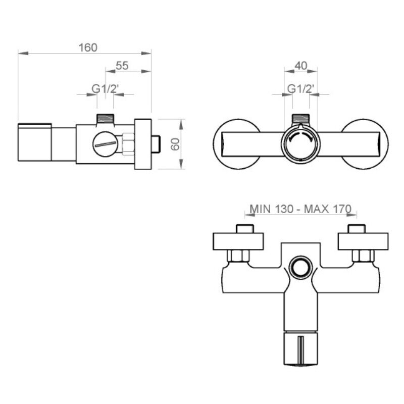 Nofer Смеситель для душа накладной термостатический, цвет: хром 07270M.B