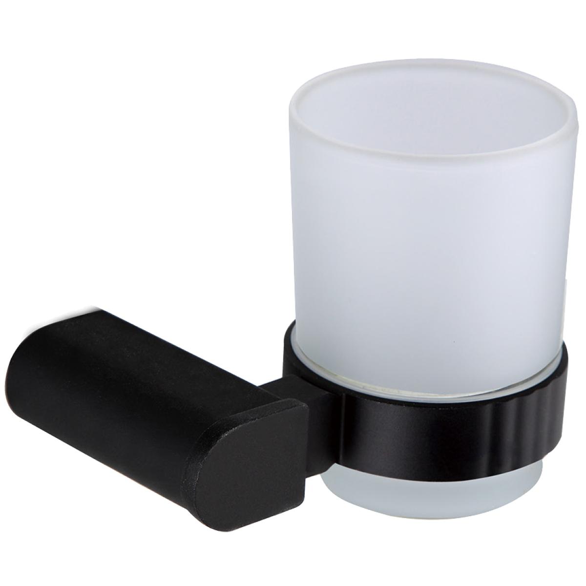 Nofer Capri Стакан для зубных щеток подвесной, стеклянный, с держателем, цвет: черный матовый 16231.N