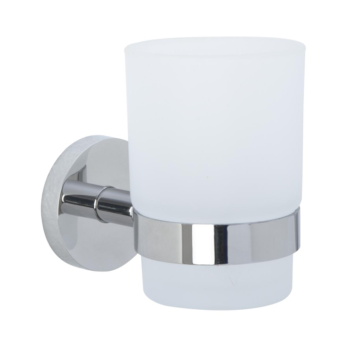 Nofer Niza Стакан для зубных щеток подвесной, стеклянный, с держателем, цвет: хром 16861.B