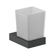 Nofer Corinto Стакан для зубных щеток подвесной, стеклянный, с держателем, цвет: черный матовый 16931.N