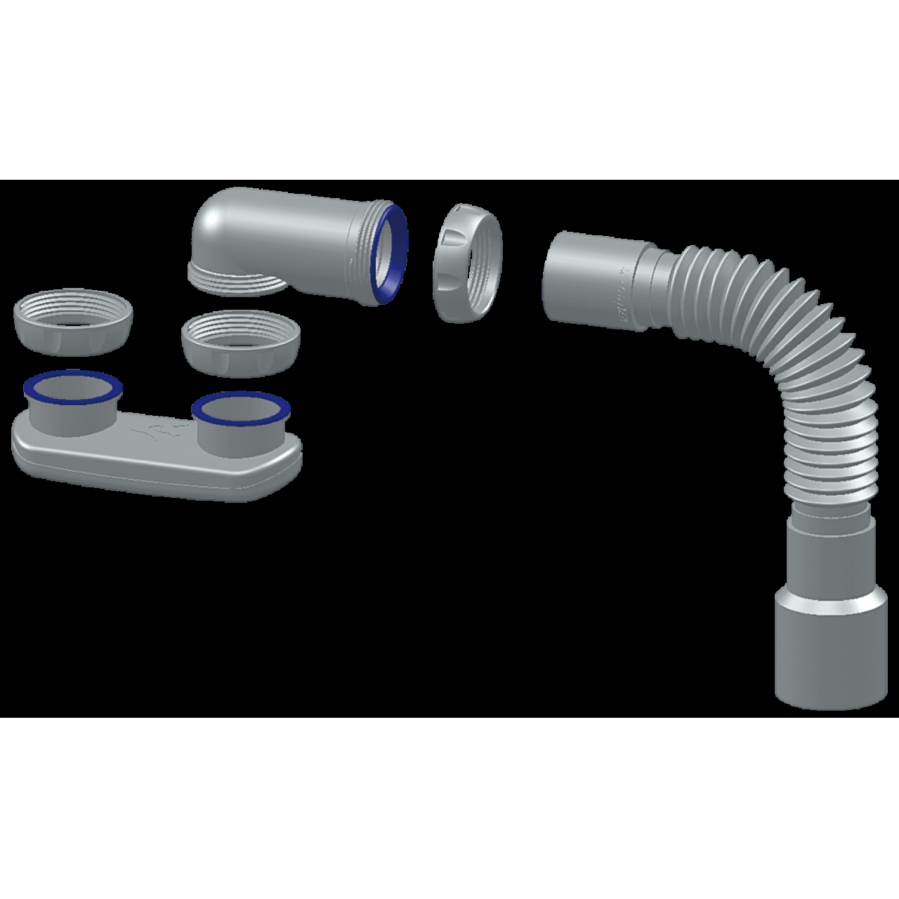 Salini Сифон для ванны с гибким отводом, цвет: белый 23102H