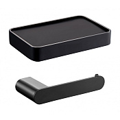 Wonzon & Woghand Carbon Держатель туалетной бумаги с полочкой, подвесной, цвет: черный матовый WW-7726