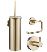 Wonzon & Woghand Набор аксессуаров: крючок, держатель для бумаги, ершик, цвет: брашированное золото WW-8100-G