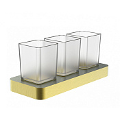 Wonzon & Woghand Lotte Стакан подвесной, тройной, стеклянный, цвет: брашированное золото WW-8338-BG